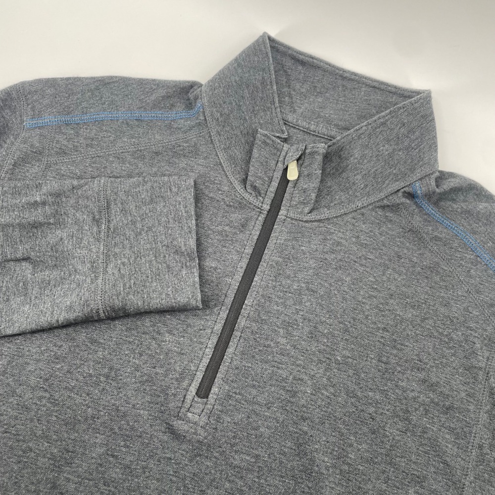 Tommy Bahama IslandZone Pullover Mens XL Grey 1/4 Zip Thumbhole UPF 30 Active